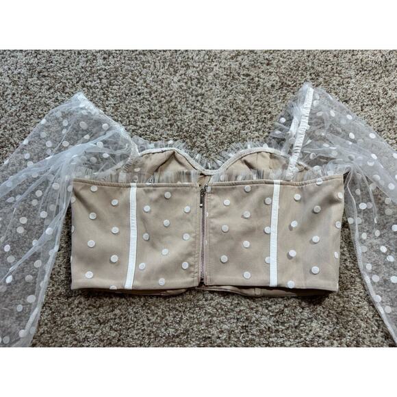 RNWY dressy shirt, cropped, Corset top, translucent sleeves, Size Large - Picture 5 of 9